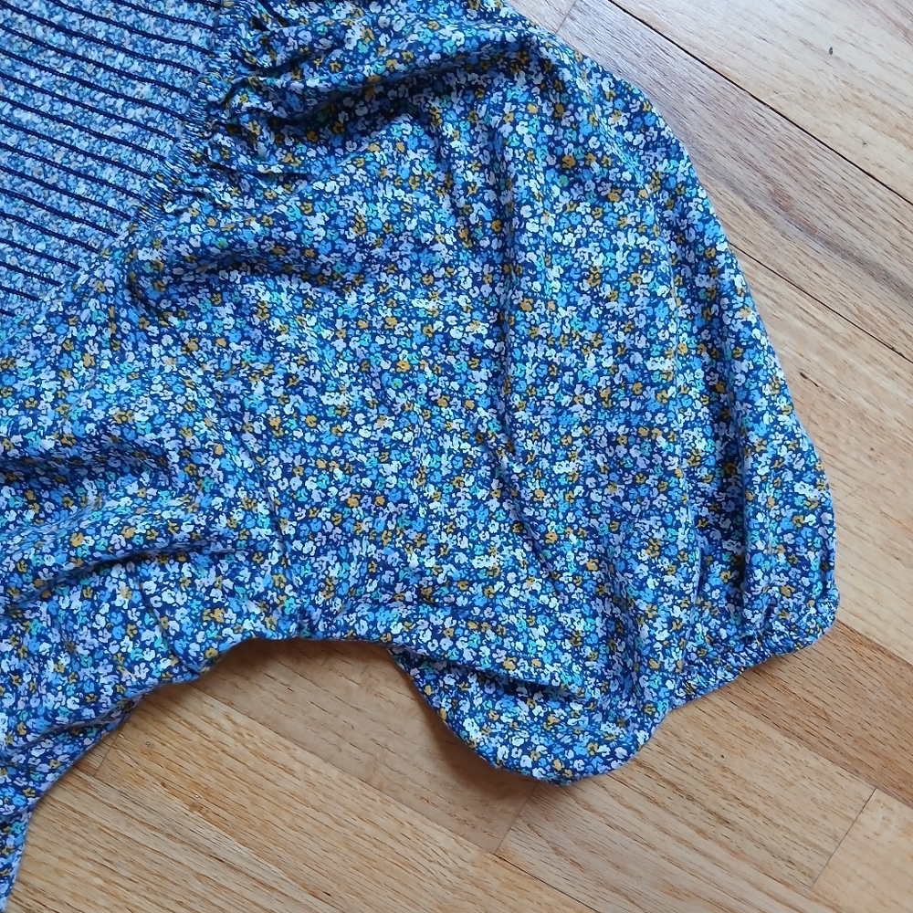 Blue Floral Wrap Dress - Picture 5 of 6